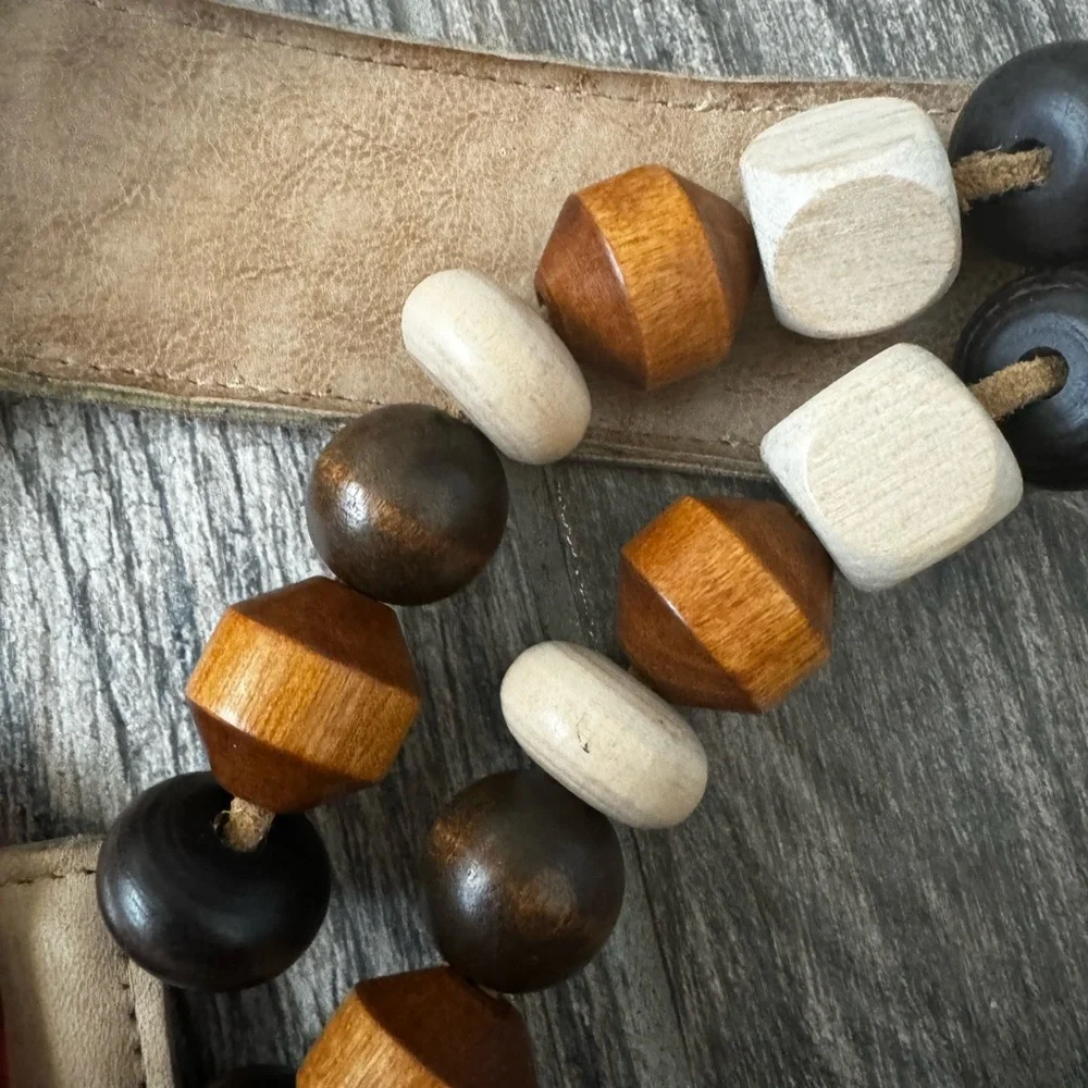 Vintage Sharon Burch leather bead belt